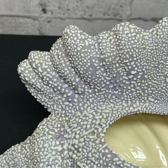 Conch Shell Shaped White Purple Ceramic Decor Cobblestone Pebble Glaze - Picture 13 of 16